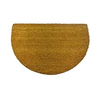 Felpudo Alfombra Fibra De Coco Natural Con Reverso PVC Antideslizante Para Exterior E Interior Media Luna 40x60cm (Liso) Coshano