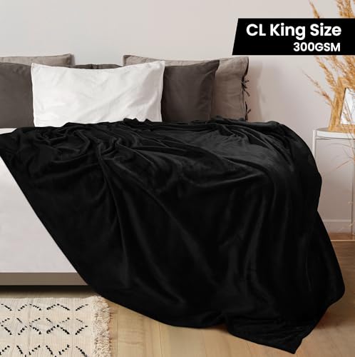 Image of Utopia Bedding Fleece Blanket California King Size Black 300GSM Luxury Fuzzy Soft Anti-Static Microfiber Bed Blanket (102x96 Inch)
