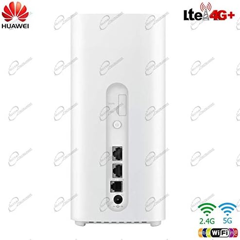 Back view of the HUAWEI B818-263 LTE Router, showing the power button, two Ethernet ports, a USB port, and two external antenna ports.