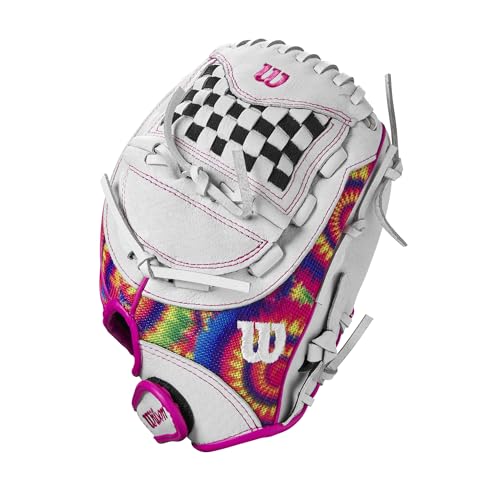 Wilson A440™ Flash™ 11.5” Youth Infield Fastpitch Softball Glove - Left Hand Throw, White/Pink/Tie Dye by WILSON - Image 4
