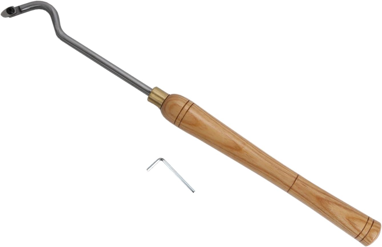 20-Inch Wood Lathe Tool for Crafts, Hobby, DIY – Lathe Hollowing Wood Turning Scraper Tool with HSS Blade, Ergonomic Wooden Handle – Adjustable Tip with Allen Wrench Included