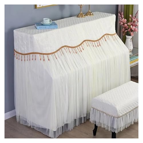 Housse piano avec tissu de banc 2pc | Couverture complète dentelle élégante - 3