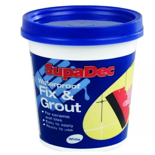 SupaDec 330g/500g/1kg Waterproof Tile Fix & Grout White Flooring & Tiles Adhesive Tube Ready Mix White For DIY Decorating Kitchen Bathroom (500g)