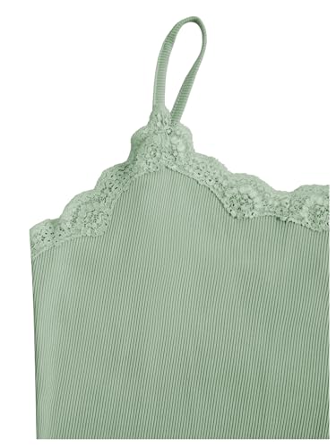 Image of SOLY HUX Girl's Lace Trim Camisoles Ribbed Spaghetti Strap Crop Tank Tops | Sleeveless, Teen Girl Top, Summer Top