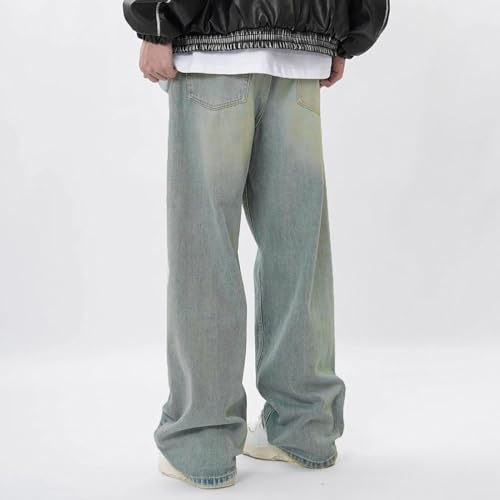 Mens Wide Leg Baggy Jeans Y2K Loose Denim Pants Work Office Trousers Pockets Streetwear3