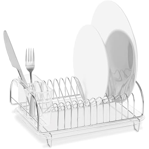 Better Houseware Stainless Steel Dish Drainer with Clear Plastic Tray and Cutlery Holder, Compact Space-Saving - Holds up to 12 Plates Cover