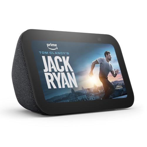 Echo Show 5 (senaste generationen) | Smart display och alarmklocka med klarare ljud | Internationell version | Grafitgrå