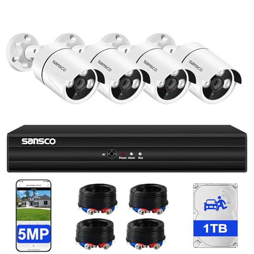 SANSCO 5MP 8 Channel Wired CCTV Security Camera System, 8CH DVR...