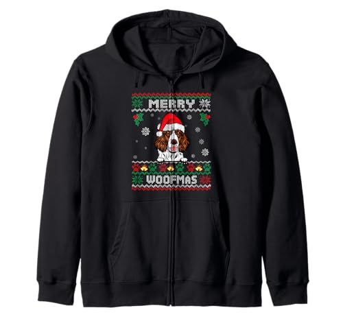 Joyeux Noël Woofmas English Springer Spaniel Chien Noël Sweat à Capuche