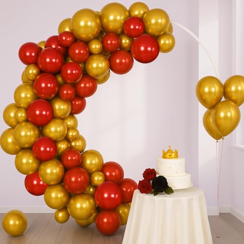 Image of Party Propz Red and Golden Metallic Ballloons For Decoration - Pack of 50 Pcs Red and Gold Balloons for Birthday | red balloons | Golden Balloons | Chrome Balloon Decoration Kit (Latex)