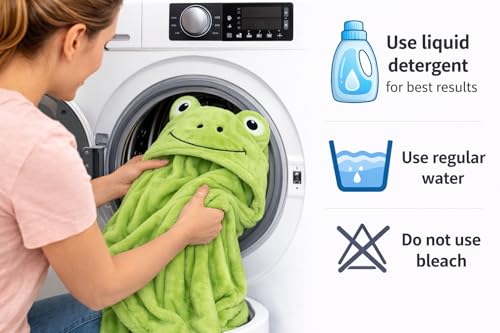Image of First Kick New Born Baby Blanket Pack of Super Soft Bathrobe Wrapper Bath Towel for Boys, Girls, Babies (Green Frog, Length 82 cm x Width 82 cm, 0-12 Months)