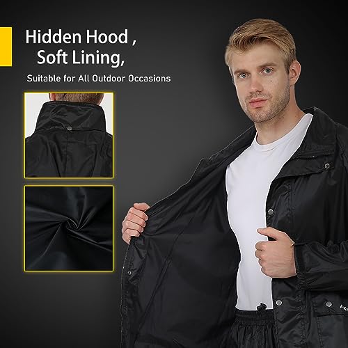 Classic Rain Suits for Men Waterproof Durable Rain Gear with Reflective Strip Rain Jacket Pants for Golf Camping2