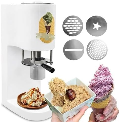 Machine à crème glacée Spaghetti, Machine à Nouilles commerciales 80W, 4 moules interchangeables, extrudeuse Rapide pour Les magasins de Gelato, camions de Nourriture, Nettoyage Facile
