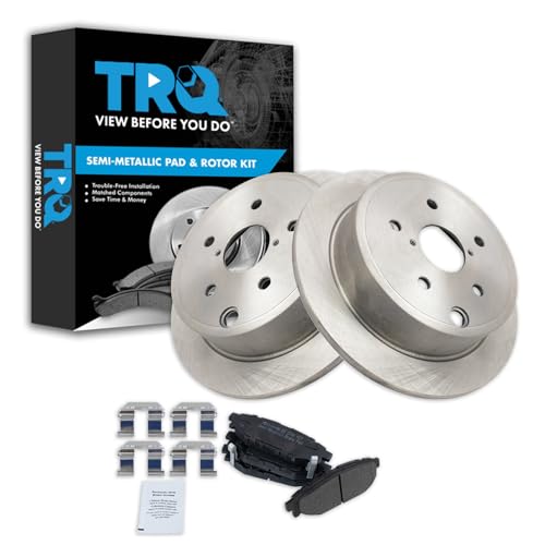 Image of TRQ Rear Brake Pad and Rotor Set Semi Metallic Rotors