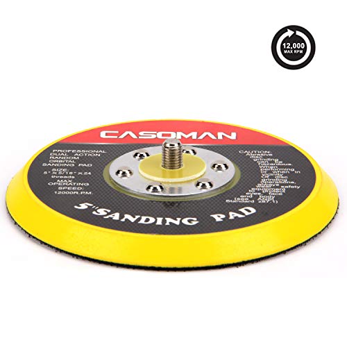 Casoman 5-Inch Da Polisher & Sander Pad - Hook & Loop Face - Random Orbital Backing Plate, 5/16''-24 Threads, 2 Pcs Set #TOP3