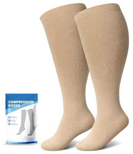 Image of Plus Size Compression Socks: Wide Calf for Women Men 20-30 mmHg