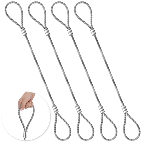 Pelopy 4 Pack Wire Rope & Sling 1/2" x 4' Eye and Eye Wire Rope Choker Sling Mechanically Spliced Rigging Lifting Equipment for Industrial Rigging and Lifting, 5000 lb/ 2.27 t