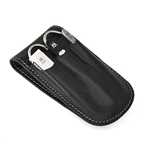 Germanikure 4Pc Manicure Set - Handmade In Solingen Germany, Finox High Carbon Stainless Steel: Flat Nail Clipper, Combination Scissors, Slanted Tweezer, Czech Glass Nail File In Leather Case #TOP1