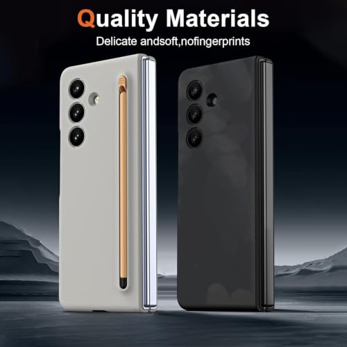Image of TechTrendz Item Name for Samsung Galaxy Z Fold 8 Ultra Back Cover with Built in Compact S Pen Holder and Storage Slot Matte Protective Case Compatible with Galaxy Fold 8 Ultra Light Gray