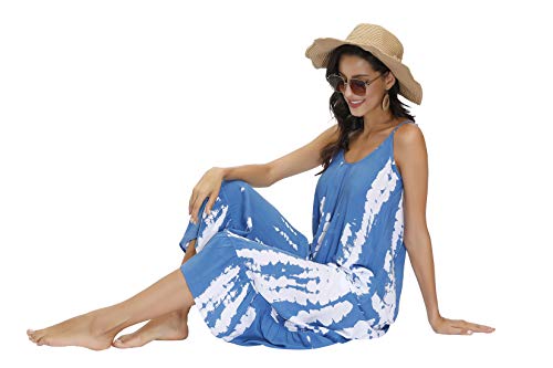 Image of BUENOS NINOS Women's V Neck Floral Maxi Dress Boho Printed Adjustable Spaghetti Strap Ethnic Beach Long Dress with Pockets