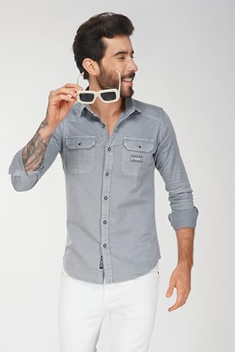 Image of Men's Denim Shirt | Heavy Quality Shirt | Full Sleeves | Regular Fit | Casual Shirt | Spread Collar | Double Pocket | Trendy & Stylish | Soft Fabric
