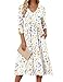 Zeagoo Plus Size Spring Clothes for Women Half Sleeve Women's Dress Casual Flowy A-Line Midi Tshirt Dresses with Pocket Empire Waist Summer Boho Beach Sundress White 2XL