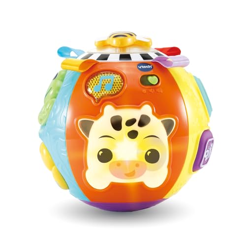 VTech – Lumi Bola de Animales – Bola sensorial para bebé interactiva y Musical, Juguete de Vaca, con Efectos Luminosos, Juego de Motor y Despertar, Regalo para bebé a Partir de 6 Meses – Contenido en