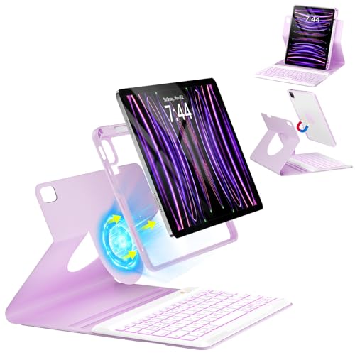 Image of Keyboard Case for iPad Air 5th /4th Pro 11 inch, 7-Color Backlit Detachable Wireless Keyboard Case with Pencil Holder, 360 Rotatable, Stand Folio Cover for Gen 2020 /2022, Pro 4th /3rd /2nd /1st Gen