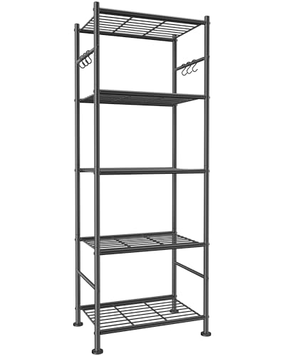 Sakugi Storage Shelves - 5-Tier Large Capacity Shelf Organizer with Hooks, Heavy-Duty Garage...