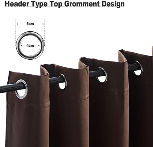 TUKAILAi Blackout Curtains, 2PCS Noise Reducing & Energy Saving Window Treatment Curtain, Eyelet Ring Top Thermal Insulated Darkening Decorative Curtain for Bedroom,Living Room (Brown, W 46" x L 54")