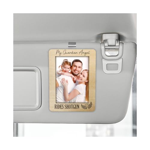FSTURIOS Car Visor Picture Frame, My Guardian Angel Wooden Photo Frame Visor Clip for Family Members, Sunvisor Picture Holder Memorial Gift from Daughter Son Kids, Car Accessories