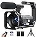 Camcorder Video Camera, 5K Cam Corder with Night Vision, WiFi 3” 270° Rotatable Touchscreen 56MP YouTube Vlogging Camera Recorder with 64GB SD Card, Microphone, Stabilizer, Remote, Batteries, Tripod