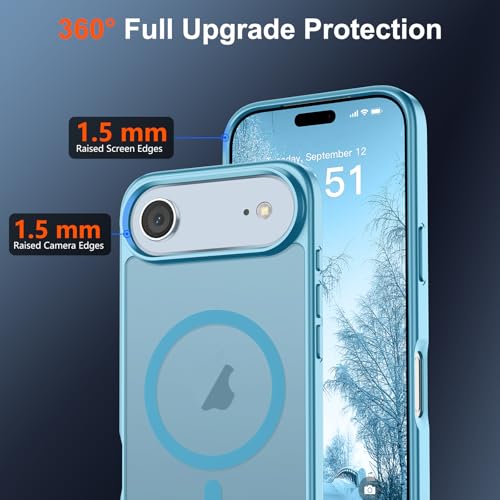 Image of SUPFINE Magnetic for iPhone Air Case (Compatible with MagSafe)(Military Grade Drop Protection) Slim Translucent Matte Shockproof with Anti-Fingerprint Phone Cover for 17 Air,Light Blue