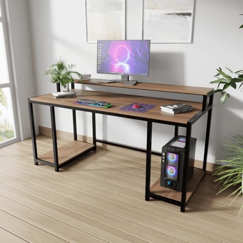 Image of Riyan Luxiwood Nexus Computer Table in Engineering Wood for Home & Office, Simple Style Desk, Scratch Resistance Surface. (Large, Beige)