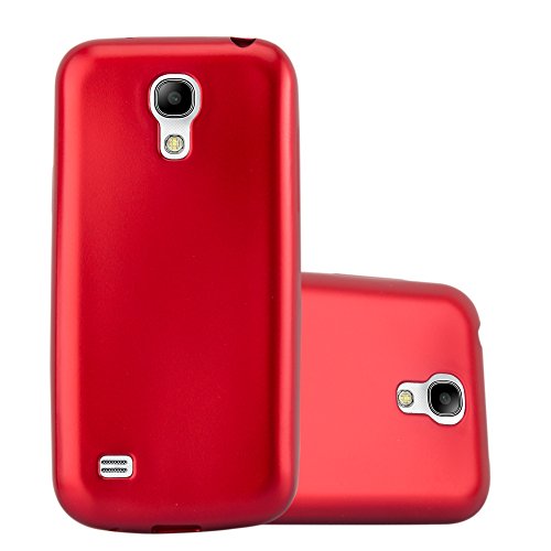 Cadorabo Case Compatible with Samsung Galaxy S4 Mini in Metallic RED - Shockproof and Scratch Resistant TPU Silicone Cover - Ultra Slim Protective Gel Shell Bumper Back Skin