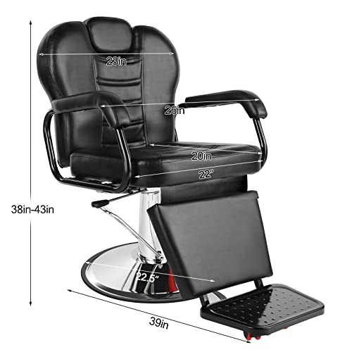Artist Hand Reclining Barber Chairs Heavy Duty, Salon Furniture Spa Shampoo Equipment Hydraulic Hair Chair For Barber Shop, Upgrade Leg Support & Wider Seat (Black) #TOP5