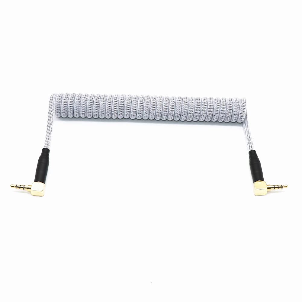 Angitu 3.5mm TRRS to TRRS Spring Coiled Cable for Split Mechanical Keyboard RODE Sc7