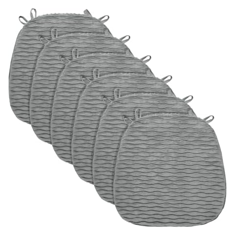 MIIUJJIR Chair Cushions for Dining Chairs Set of 6, Machine Washable Memory Foam and Sponge Chair Pads, Chair Cushion with Ties and Non Slip Backing for Chair, Seat Cushions 16 x 16 Inches, Gray Cover