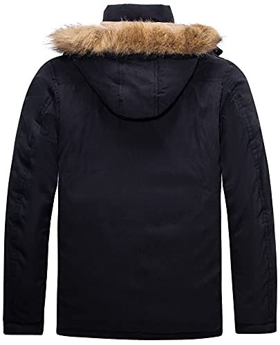 Yozai Men's Winter Coats, Warm Winter Jackets For Mens Ski Snow Jacket Snowboard Waterproof Jacket Mountain Windbreaker Detachable Hooded Parka Black X-Large #TOP1