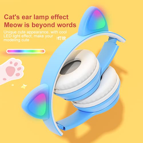 Fone De Ouvido POTIKA Bluetooth 5.0 Sem Fio Em Formato de Orelha de Gato, Cancelamento de ruído, Ros