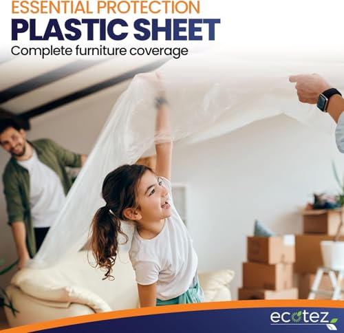 Image of 20 Pack 12 x 9 ft Extra Large Plastic Drop Cloth for Painting