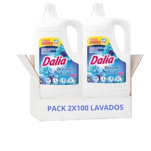 Dalia | Detergente Líquido para Lavadora Quitamanchas incluso en Agua Fría | Ropa Blanca y de Color | Fragancia duradera | 2x100 Lavados | Formato Familiar (Oceano Azul)