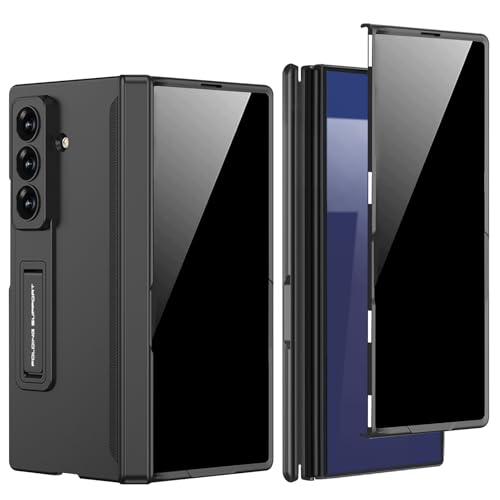 FODDOM DOOTOO for Samsung Galaxy Z Fold 7 Case with Privacy Screen Protector Magnetic Hinge Coverage Protective Built-in Kickstand All-Inclusive Shockproof Cover (Black with Privacy Screen)