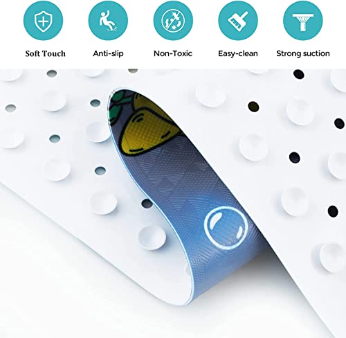 Tubozadi Bathtub Mat Kids Baby Non Slip Shower Mat 40X16 Inch Extra Long Toddler Anti Slip Bath Mats For Tub Mat With Suction Cups And Drain Holes,Sky #TOP3