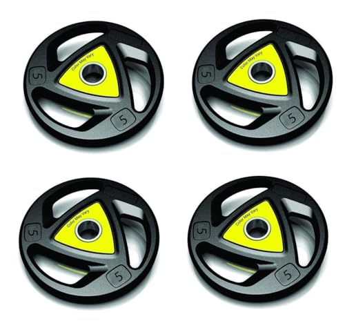 Image of Olympic weight plates Barbell /Rod Rubber Plates Barbell plates Gym weights (120KG Set), 3 Holes Hand Grip Cast iron weight plates Rubber coated plates with 50mm Internal Dia (2.5x2+5x2+7.5x2+10x2+15x2+20x2)