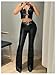 WDIRARA Women's Faux Leather Flare Pants Lace Up Side Low Rise Y2k Pants Punk Rave Clubwear Black X-Small