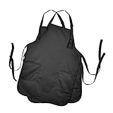 DALIX Apron Commercial Restaurant Home Bib Spun Poly Cotton Kitchen Aprons (2 Pockets) in Black 2...