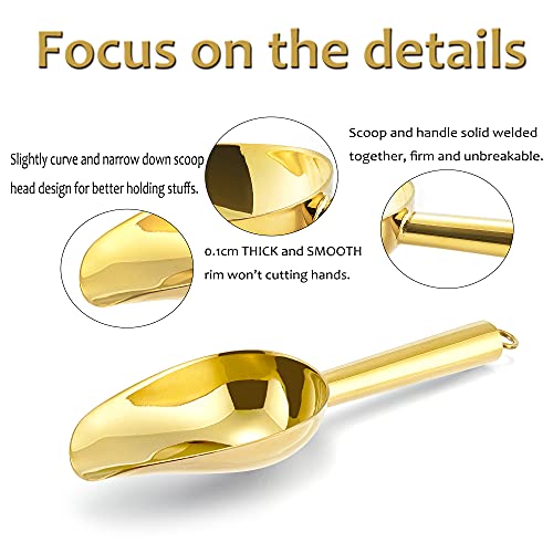 Mini Ice Scoop Set of 8, E-far 3 Ounce Gold Stainless Steel Scoops for Candy/Flour/Sugar, Small Metal Scoops for Party/Canisters Jars/Kitchen Bar/Ice Maker, Rust Proof & Dishwasher Safe by E-far - Image 3