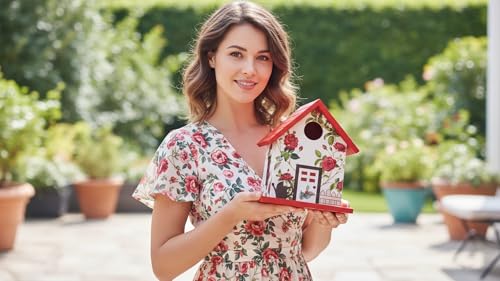 image for CEDAR ALPHA Spring Melody Bird House, Composite Material Nesting Box, 