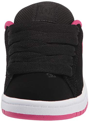 DC girls Court Graffik Skate Shoe, Black/Pink Stencil, 11 Little Kid US2